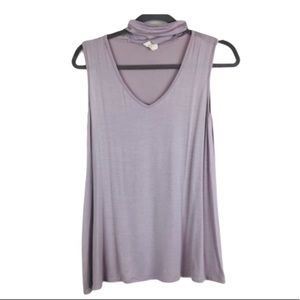 Caution to the Wind lavender tank with collar